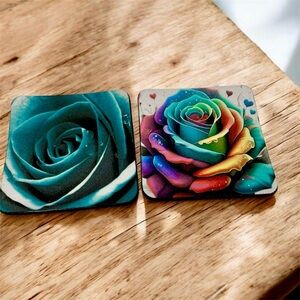 Colorful Rose Coasters Set